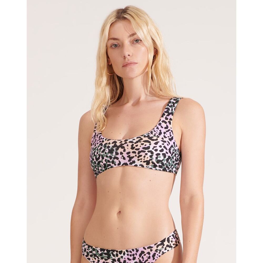 Veronica Beard Celeste Bikini Top Animal Print Lilac Multi XS New
